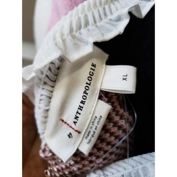Women's Anthropologie Pink/Brown Checkered Pullover Sweater XL New - Picture 7 of 12